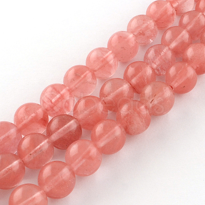 Cherry Quartz Glass Beads Strands X-G-R342-8mm-16-1