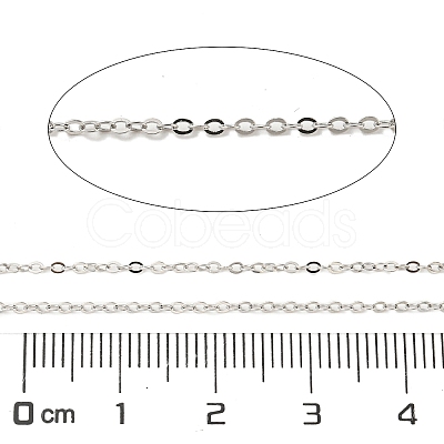 Anti-Tarnish Rhodium Plated 925 Sterling Silver Flat Cable Chains LS-STER-F052-04P-04-1