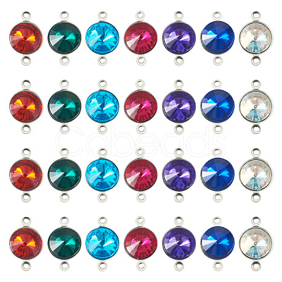 42Pcs 7 Colors Glass Cone Connector Charms STAS-TA0006-10-1
