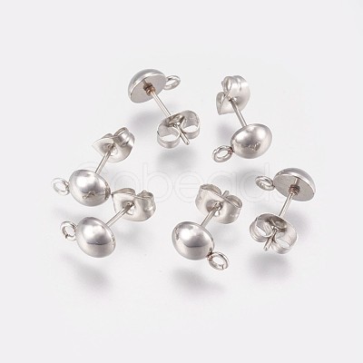 Non-Tarnish 201 Stainless Steel Stud Earring Findings STAS-F166-02P-1