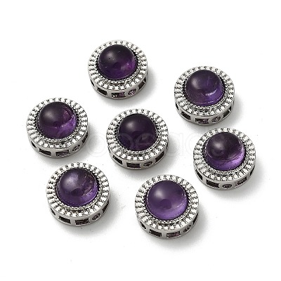 Brass Pave Natural Amethyst Multi-Strand Links KK-D366-01P-C-1