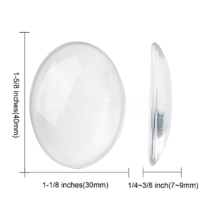 Transparent Oval Glass Cabochons X-GGLA-R022-40x30-1