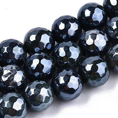 Electroplate Natural Agate Beads Strands G-T131-55-27-1