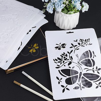 10Pcs 10 Styles PP Plastic Hollow Out Drawing Painting Stencils Templates DIY-GF0007-35-1