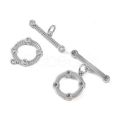 SHEGRACE Brass Micro Pave Clear Cubic Zirconia OT Toggle Claps XGRQ5K371-830P-1