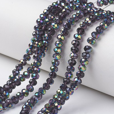 Electroplate Transparent Glass Beads Strands EGLA-A034-T6mm-Q09-1