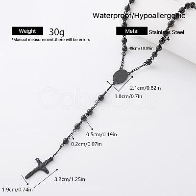 Vintage 304 Stainless Steel Rosary Bead Necklaces SM6488-3-1