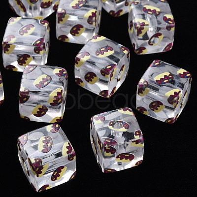 Transparent Printed Acrylic Beads MACR-S374-09A-01-1