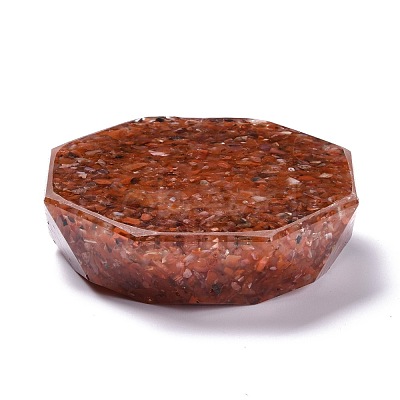 Resin with Natural Carnelian Chip Stones Ashtray DJEW-F015-07B-1
