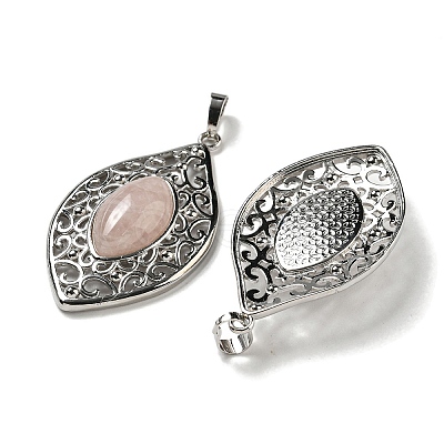 Natural Rose Quartz Pendants G-Q158-02G-1