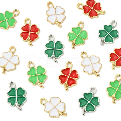 16Pcs 4 Colors Rack Plating Alloy Enamel Pendants ENAM-FS0001-76-1