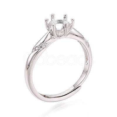 Rhodium Plated 925 Sterling Silver Micro Pave Cubic Zirconia Engagement Solitaire Ring Settings STER-N016-72P-1