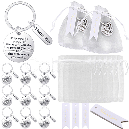 12Pcs Stainless Steel Keychains KEYC-BM0001-08-1