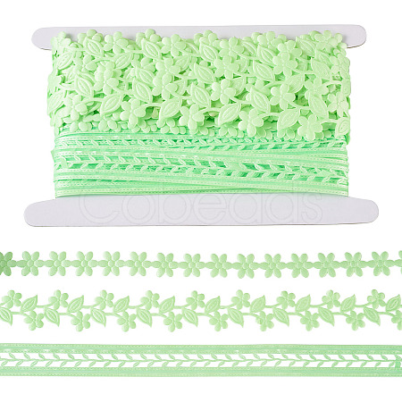 15Yards 3 Styles Polyester Hollow Leaf Ribbons OCOR-TA0002-79A-1