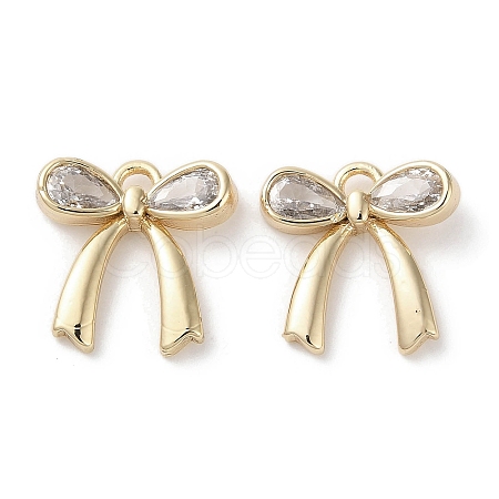 Brass Micro Pave Clear Cubic Zirconia Charms X-KK-G491-29G-1