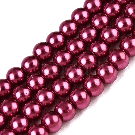 Baking Paint Pearlized Glass Pearl Round Bead Strands HY-Q330-8mm-14-1
