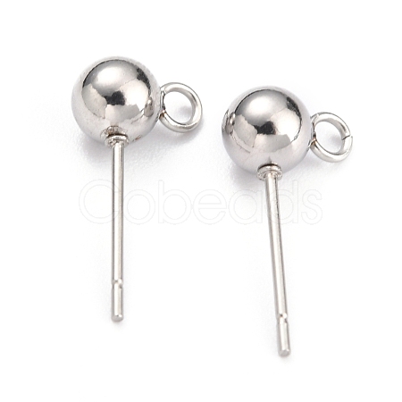 Non-Tarnish 304 Stainless Steel Ball Post Stud Earring Findings STAS-Z035-02P-E-1