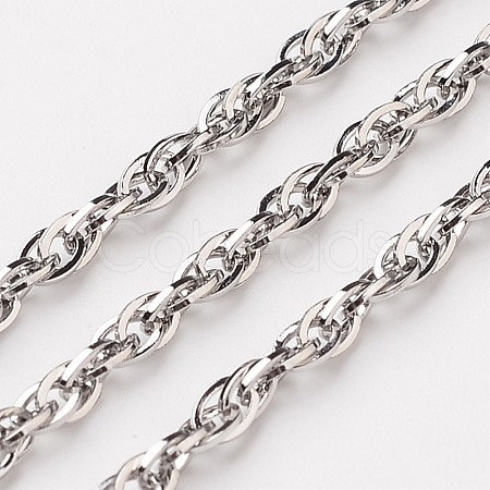 Non-Tarnish 3.28 Feet 304 Stainless Steel Rope Chains X-CHS-K001-17-1
