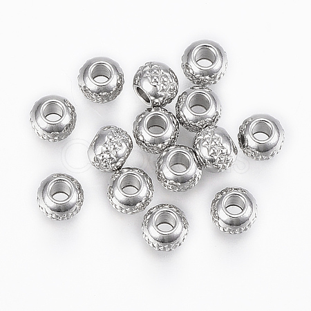 Tarnish Resistant 201 Stainless Steel Waffle Beads X-STAS-G154-37-6mm-1