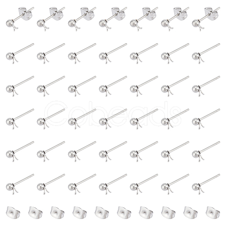 100Pcs 304 Stainless Steel Ball Post Stud Earring Findings STAS-UN0056-35-1