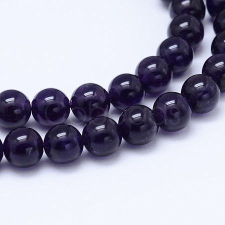 Natural Amethyst Round Bead Strands G-M212-6mm-03C-1