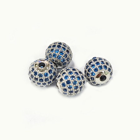 CZ Brass Micro Pave Cubic Zirconia Round Beads ZIRC-L017-8mm-10P-1