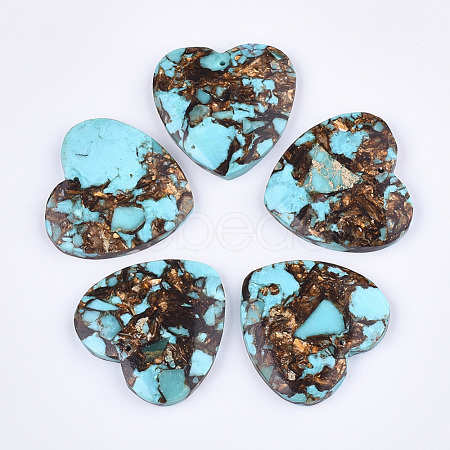 Assembled Natural Bronzite and Synthetic Turquoise Pendants G-S329-070-1