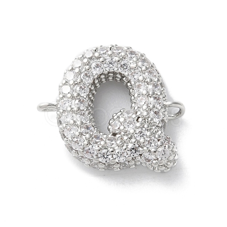 Brass Micro Pave Cubic Zirconia Letter Links KK-I717-04Q-P-1