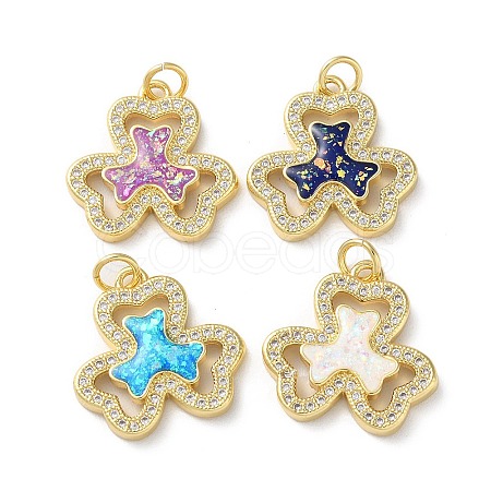Brass Micro Pave Clear Cubic Zirconia Pendants KK-C045-30G-1