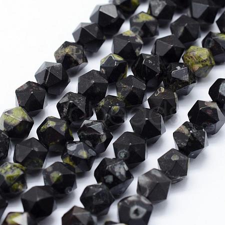 Natural Green Spot Jasper Beads Strands G-F523-33-8mm-1
