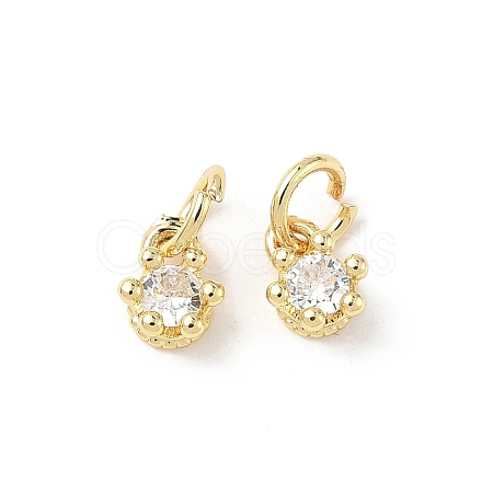 Brass Micro Pave Cubic Zirconia Charms KK-C104-07G-1