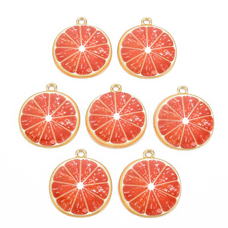 Light Gold Alloy Enamel Pendants X-ENAM-S126-119-1