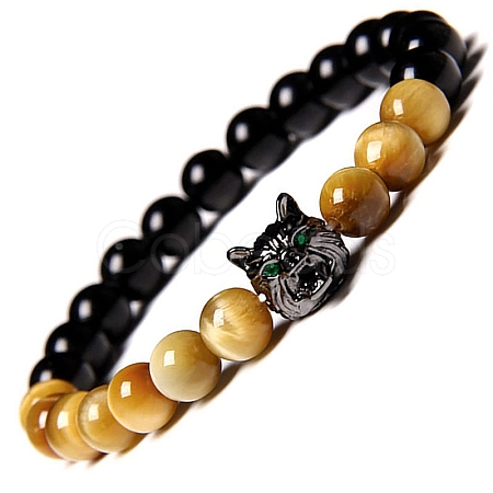 Natural Tiger Eye Stretch Bracelets PW-WG014ED-04-1