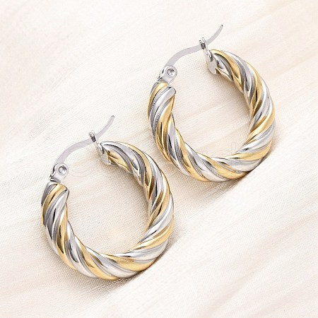 304 Stainless Steel Two Tone Hoop Earrings EJEW-B150-01D-1