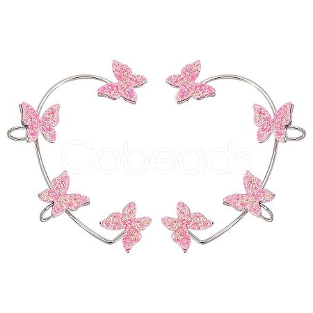 2Pcs 2 Styles Bling Butterfly Cuff Earrings EJEW-SC0001-26B-1