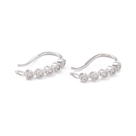 Rack Plating Brass Micro Pave Cubic Zirconia Earring Hooks X-ZIRC-F126-07P-1