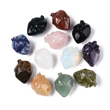 Natural & Synthetic Mixed Gemstone Heart Beads G-T144-04M-1