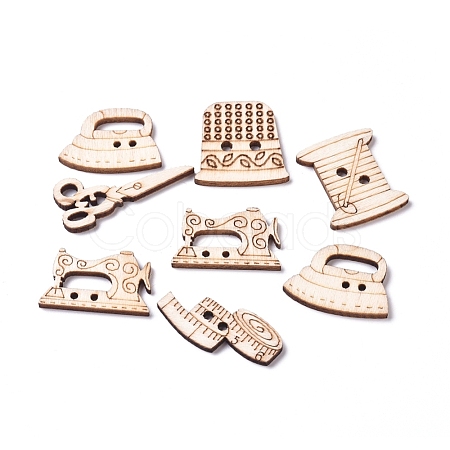 2-Hole Poplar Wood Buttons WOOD-L009-09-1
