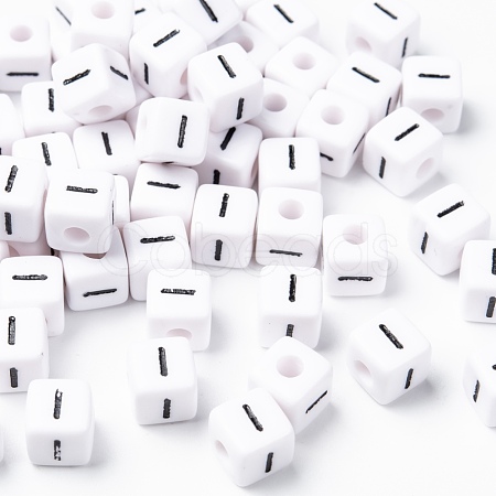 Letter Acrylic European Large Hole Beads OPDL-R050-10mm-I-1