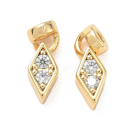 Brass Micro Pave Clear Cubic Zirconia Charms KK-C172-24G-1
