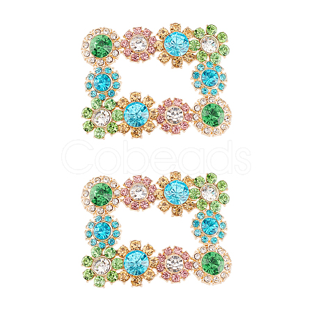 2Pcs Alloy Rhinestone Flower Shoe Decorations FIND-FG0002-40B-1