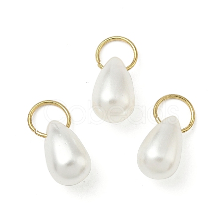 Teardrop Imitation Pearl Acrylic Pendants PALLOY-JF04397-1
