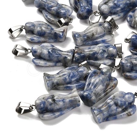 Natural Blue Spot Jasper Pendants G-B127-10P-02-1