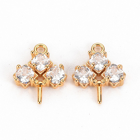 Brass Micro Pave Clear Cubic Zirconia Peg Bails KK-S360-065-NF-1