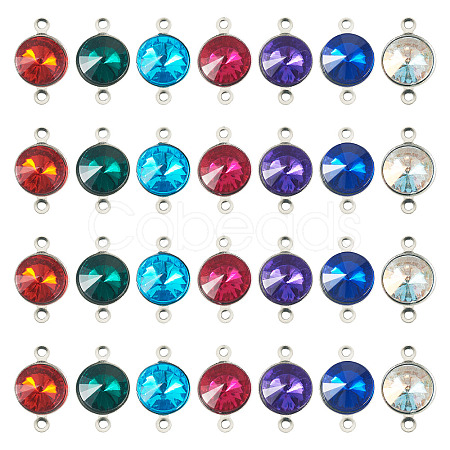42Pcs 7 Colors Glass Cone Connector Charms STAS-TA0006-10-1