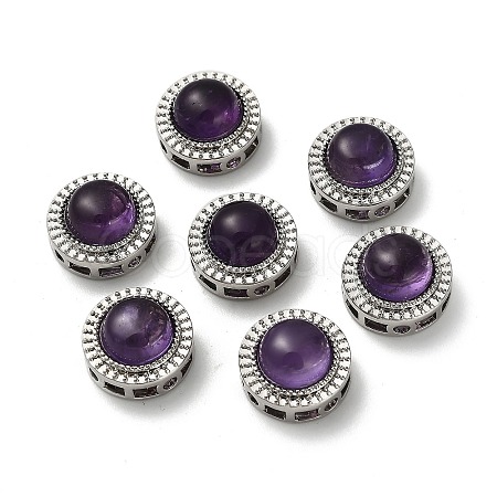 Brass Pave Natural Amethyst Multi-Strand Links KK-D366-01P-C-1