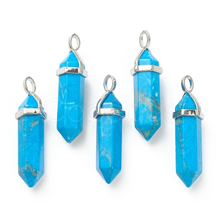 Natural Howlite Pointed Pendants G-M378-01P-A19-1