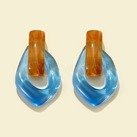 Oval Resin Dangle Stud Earrings FS-WGCF92D-06-1