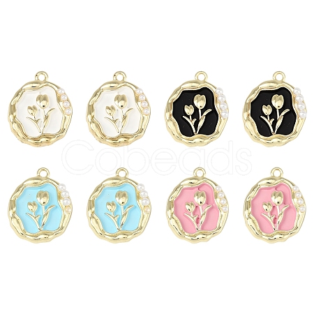 8Pcs 4 Colors Alloy Enamel Pandants ENAM-FS0002-22-1