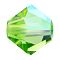 Preciosa&reg Crystal Beads, Czech Crystal, Bicone(451 69 302 Rondelle), 50520 200 Peridot AB, 6mm, Hole: 1mm